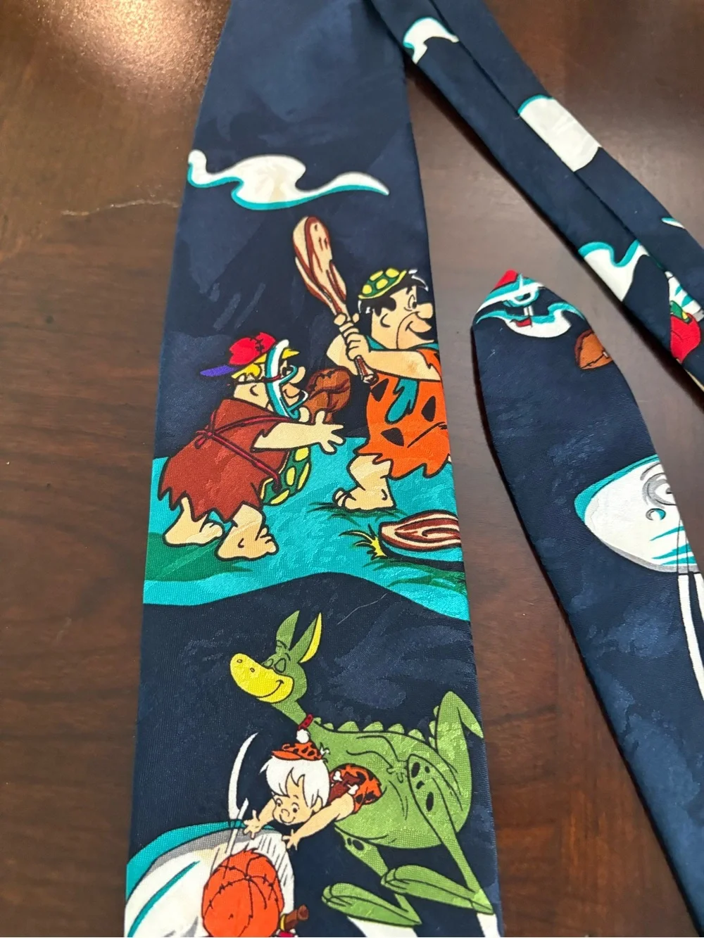 Hannah Barbera Flintstones Sports Tie 1993 Baseball Football Basketball Navy